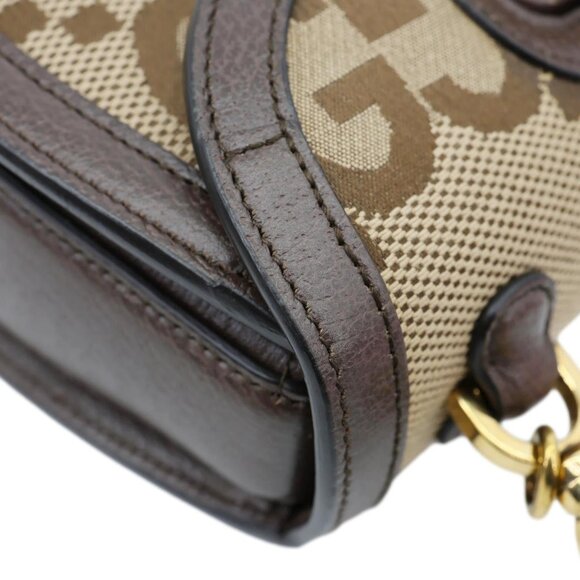 Gucci  Bamboo Small Jumbo Canvas Convertible Top Handle Bag Beige 675797 - Picture 5 of 12